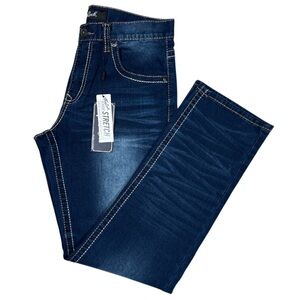 True Luck Classic Stretch Straight Dark Wash Jeans Size Mens 32x32
